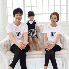 亲子装夏装2016新款韩版短袖纯棉t恤一家三口母子母女装全家庭装