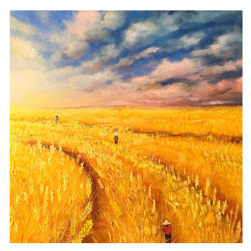 司秀丽《麦田晨韵》布面油画