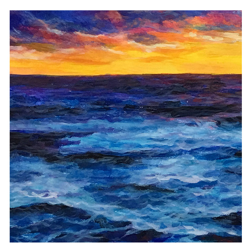 亚萍《朝霞迎日》大尺幅 布面油画