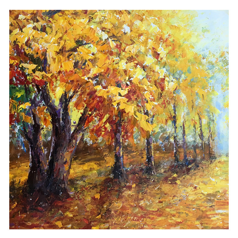 田艾林《黄金大道》大尺幅 布面油画