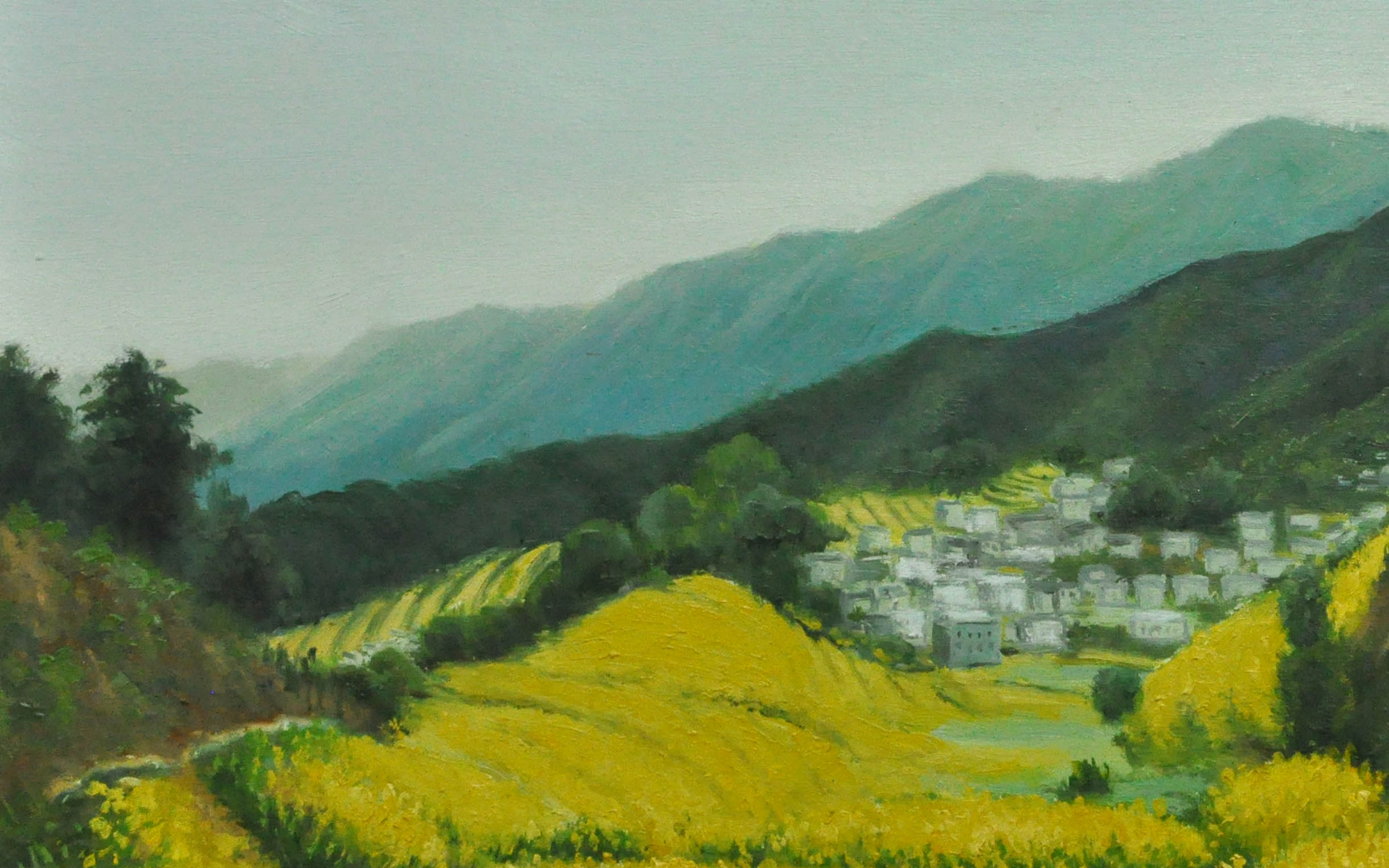 王天明《油菜花》布面油画