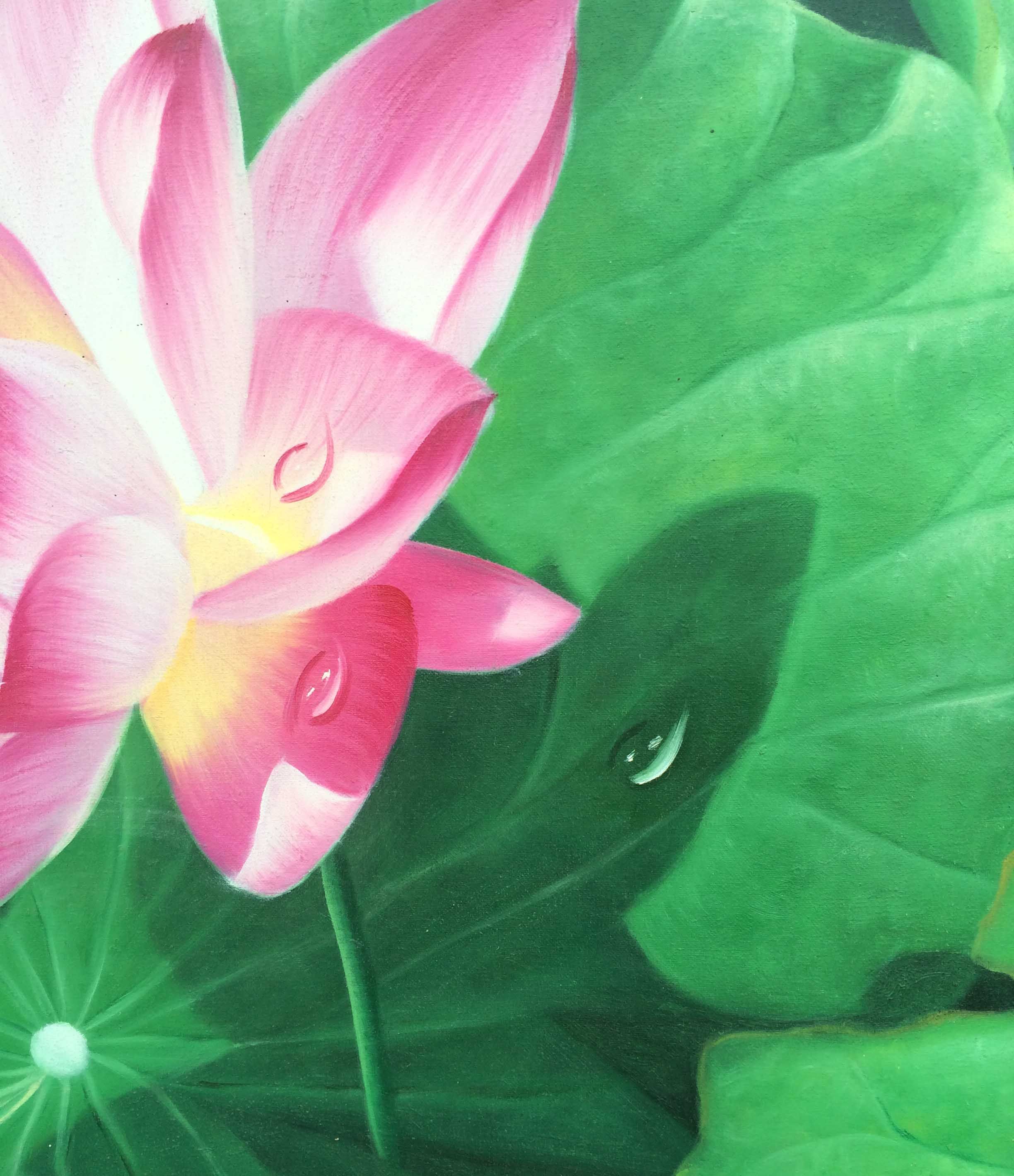 黄晓云《荷花》布面油画