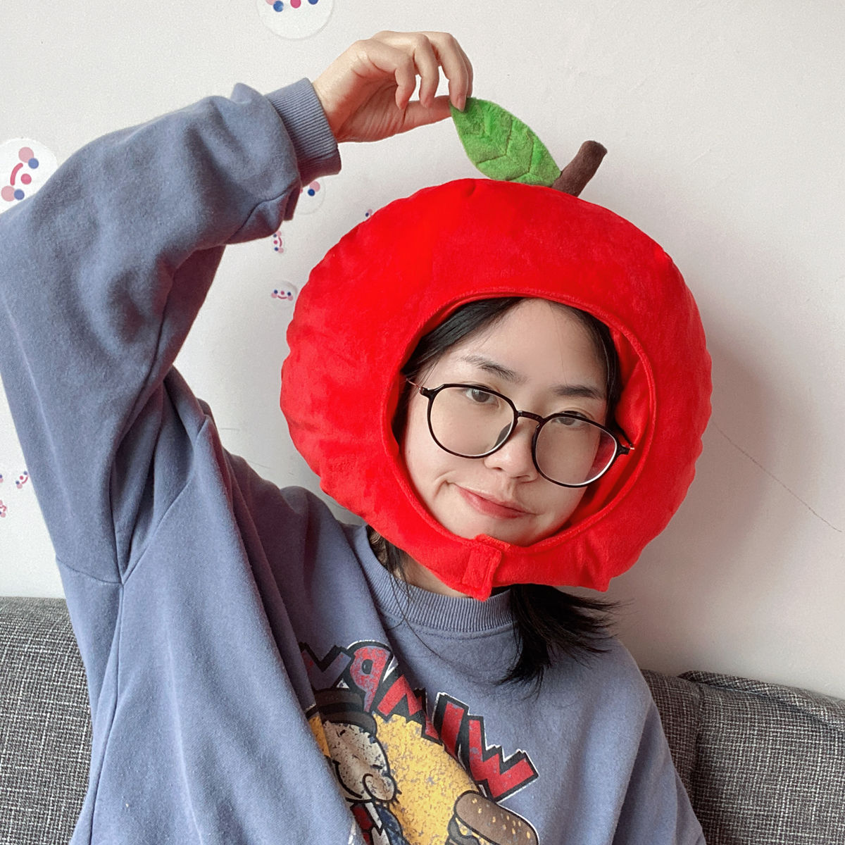 日韩ins少女心可爱水果苹果帽子头