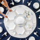 六边圆桌创意拼盘餐具套装家用骨瓷菜盘碗碟组合过年送礼套装礼盒
