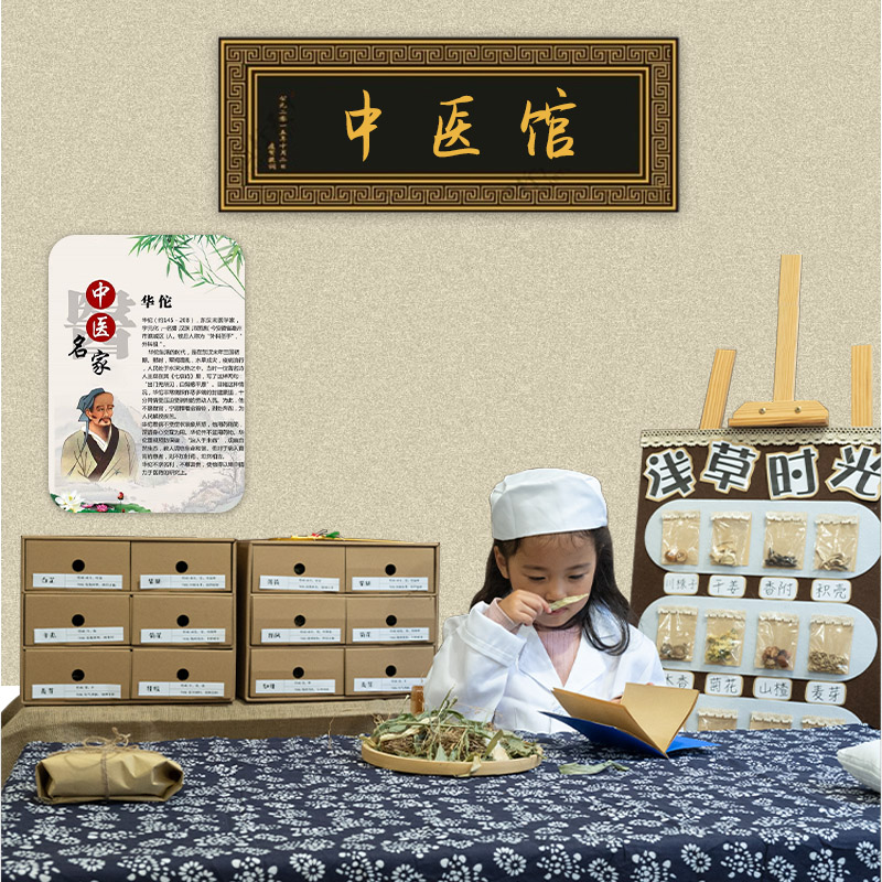幼儿园环创中国中医传统文化主题墙面布置装饰娃娃家角色区域扮演