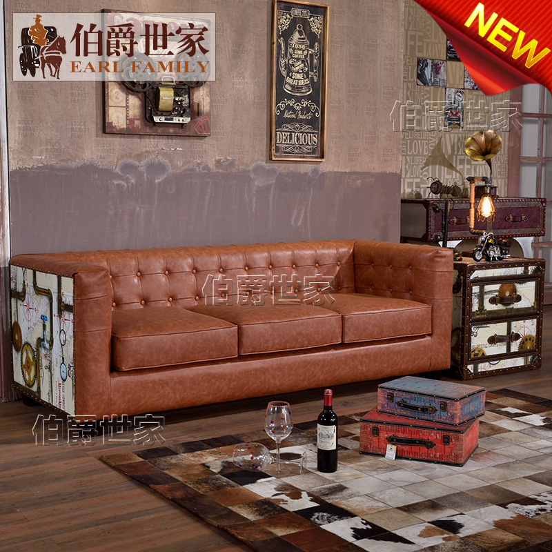 Industry sofa combination Iron art Water pipe pattern loft Retro American style genuine leather personality originality a living room sofain the Residential furniture , Sofa , Leather sofa category - from Buy2taobao.com to provide professional Taobao agent buy service