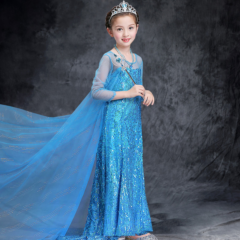 公主裙女冰雪奇缘2艾莎的连衣裙女童秋装儿童裙子衣服爱沙冬优惠券