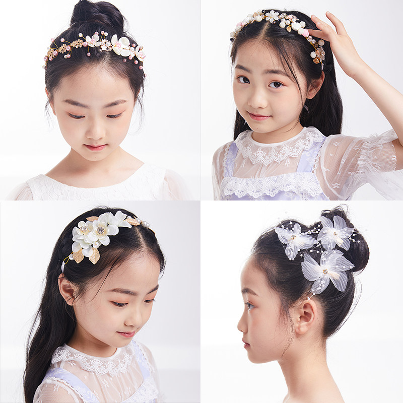 儿童头花女童边夹头饰小女孩花朵公主森女系花童发饰演出礼服配饰
