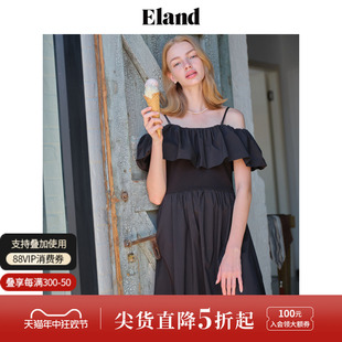 Eland衣恋吊带连衣裙女甜美性感优雅小A摆茶歇裙子2024夏季新款