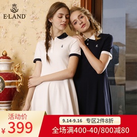 ELAND夏季POLO领刺绣海军风连衣裙女EEOM86501I