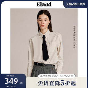 Eland衣恋衬衫女长袖纯棉水洗灯芯绒直身垂感上衣春季新款