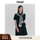 Eland衣恋牛仔连衣裙女美式复古收腰显瘦中长款A字裙夏