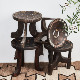 African Antique Stool 非洲埃塞俄比亚古手工木凳矮凳重工镶铜