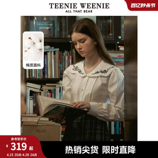 TeenieWeenie小熊春装合身变形小V领娃娃领衬衫长袖女