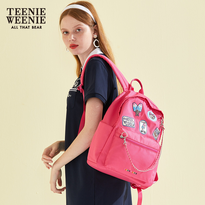 Teenie Weenie小熊卡通贴布图案女式双肩背包大书包潮TTAK8F9B1K