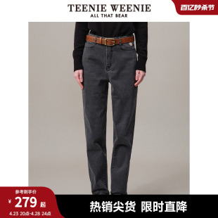 TeenieWeenie小熊秋冬加绒保暖牛仔裤小脚裤长裤时尚女