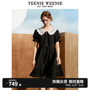 【天丝莱赛尔混纺】TeenieWeenie小熊2024年夏季新款娃娃领连衣裙