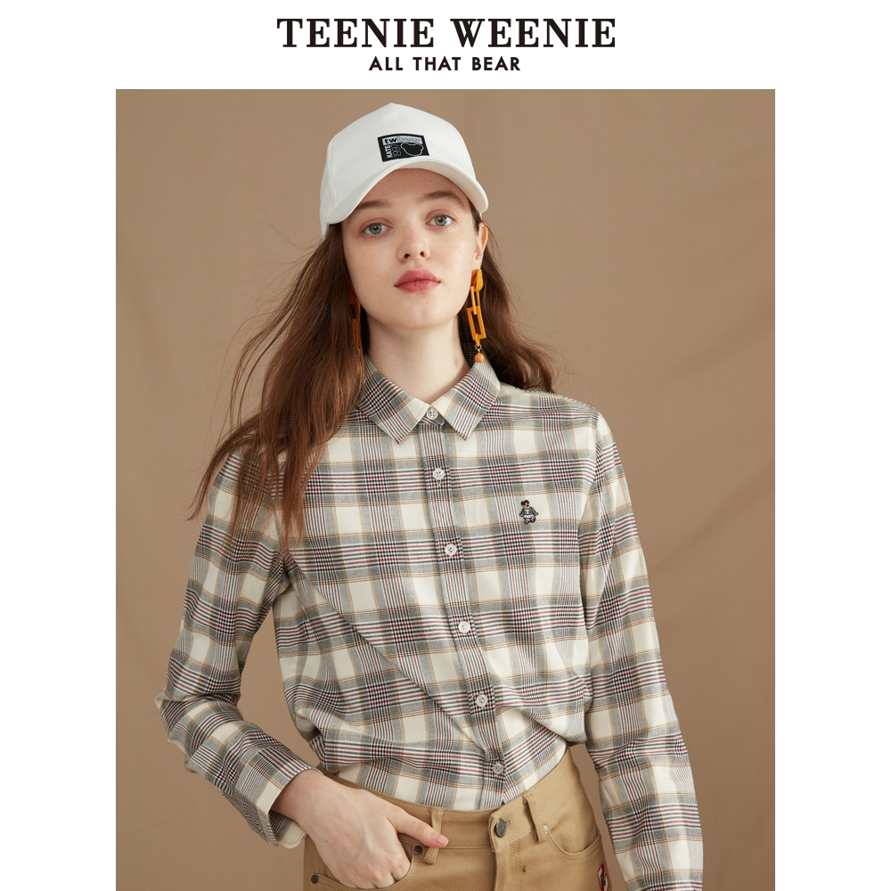 TeenieWeenie小熊2020春季新款女装格纹线条衬衫TTYC201121A