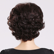 Wig female short hair real hair short curly hair middle-aged and elderly full headgear wig set real hair natural realistic summer