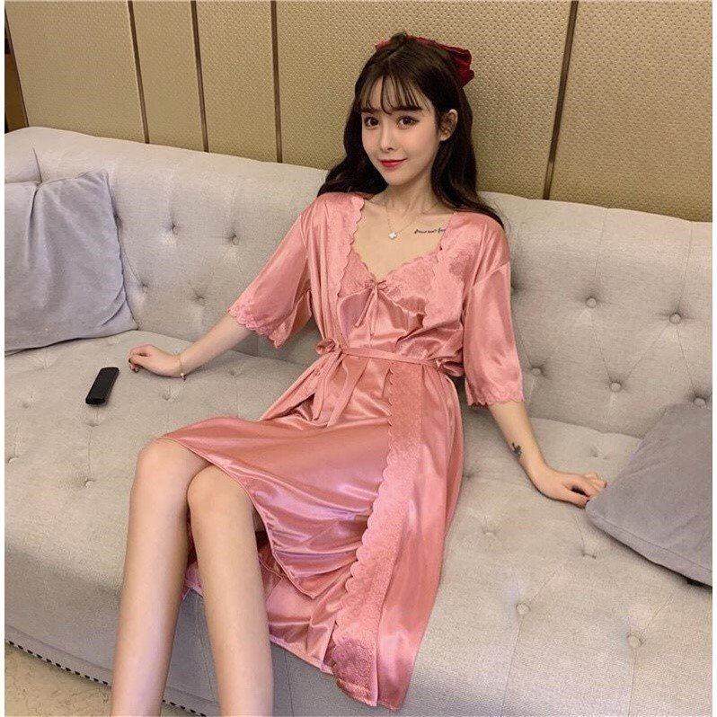 一折睡裙二件套装女吊带