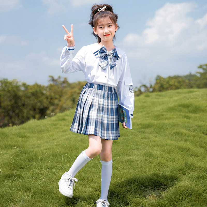 女童jk学院风连衣裙春装儿童裙子洋气大童公主裙春秋长袖女孩套裙