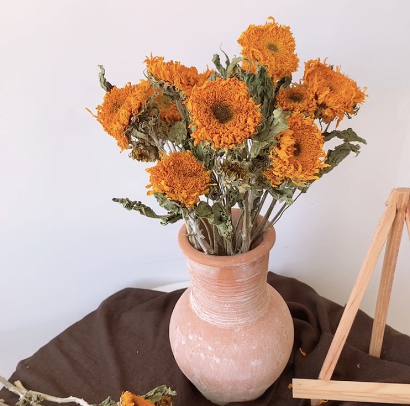 重瓣泰迪向日葵干花花束梵高油画风家居装饰文艺插花摆件天然真花