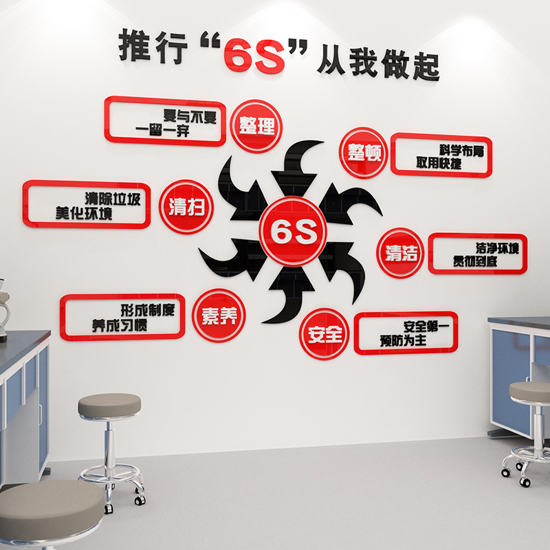 工厂车间6s励志标语墙贴纸亚克力安全生产企业文化墙办公室装饰鹏