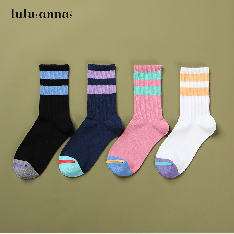 tutuanna袜子女爱心满印可爱舒适短袜