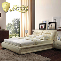 克丽丝 品牌真皮床双人床1.8米 皮艺软床 头层牛皮 气动床储物床