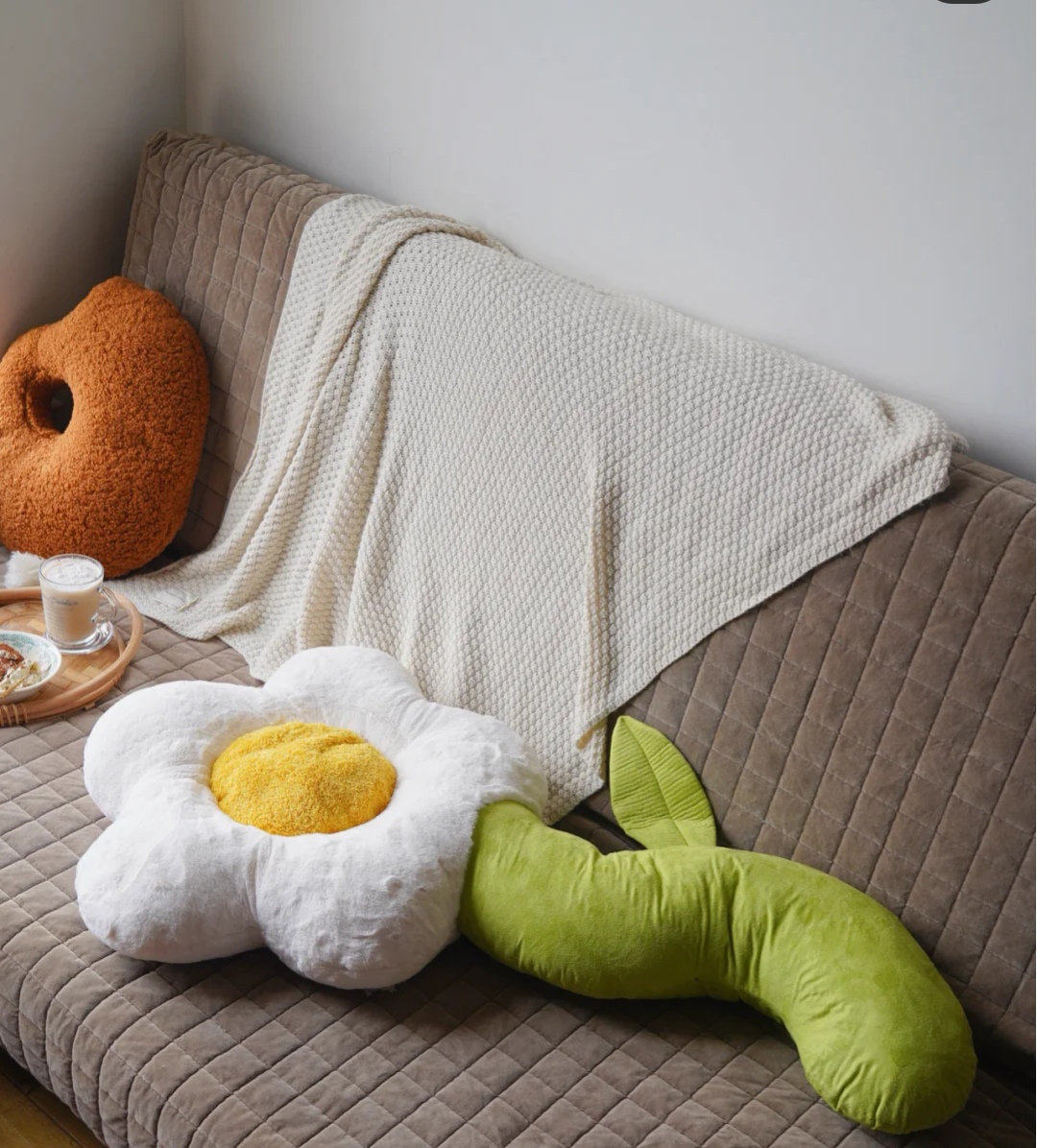 网红家居长条花朵抱枕女生可爱睡觉夹腿抱枕沙发靠垫床上靠枕高档