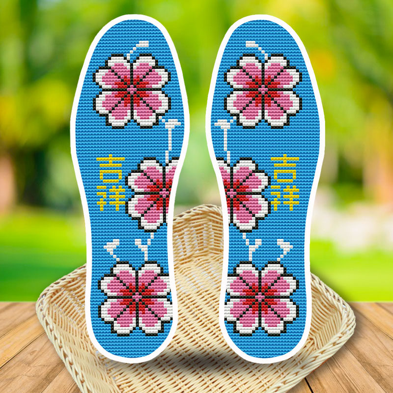 精准印花正格针孔全棉十字绣鞋垫手工绣透气半成品刺绣不掉色