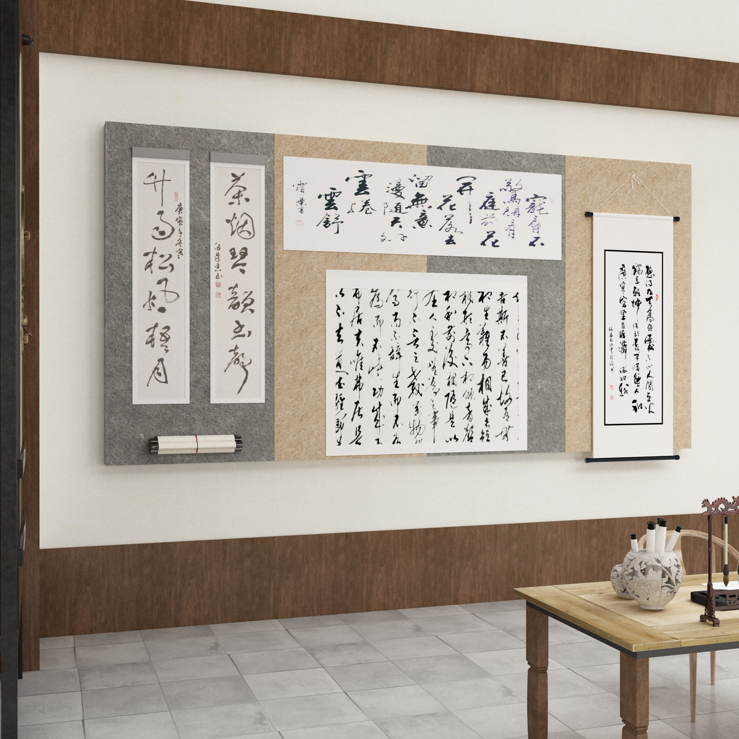 毛毡作品展示墙贴书法教室布置装饰画美术文化教育培训机构面创意