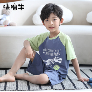 萌Bao2024儿童睡衣夏季短袖套装纯棉短袖短裤薄款夏天大童家居服