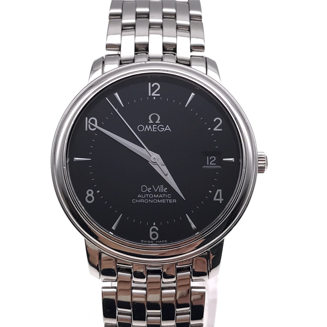 [9.0新]欧米茄碟飞系列精钢黑面自动机械男表