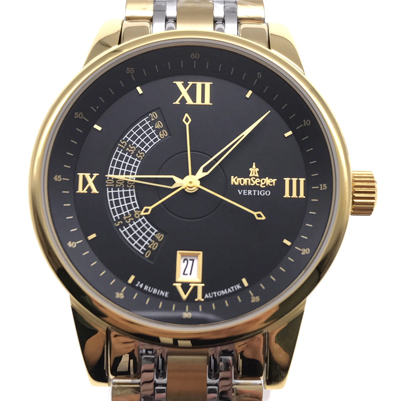 9新]坤格vertigo系列ks747.hgj精钢黑面自动机械男表