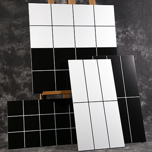 简约北欧式卫生间瓷砖釉面厨房墙砖地砖方格子黑白色亚光厨卫砖