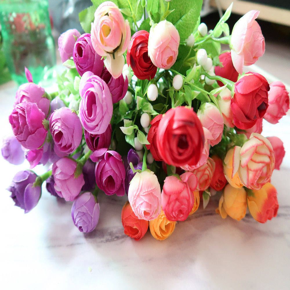 干花花束 仿真假花 布艺花_单支假花仿真花束塑料花假花小把束布艺