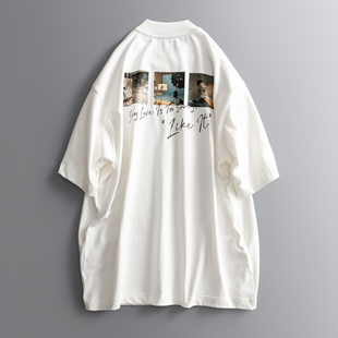 CLEANFIT小领口短袖T恤男 夏季高克重300G纯棉印花宽松阔版体恤衫