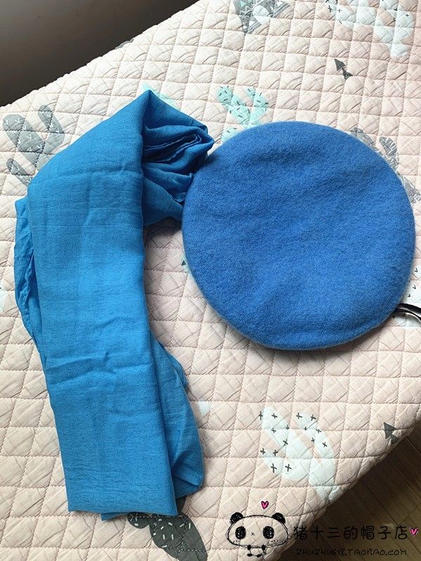 蓝色领带影视剧组舞台拍照帽子维和部队套装贝雷潮帽围巾已售0￥18折