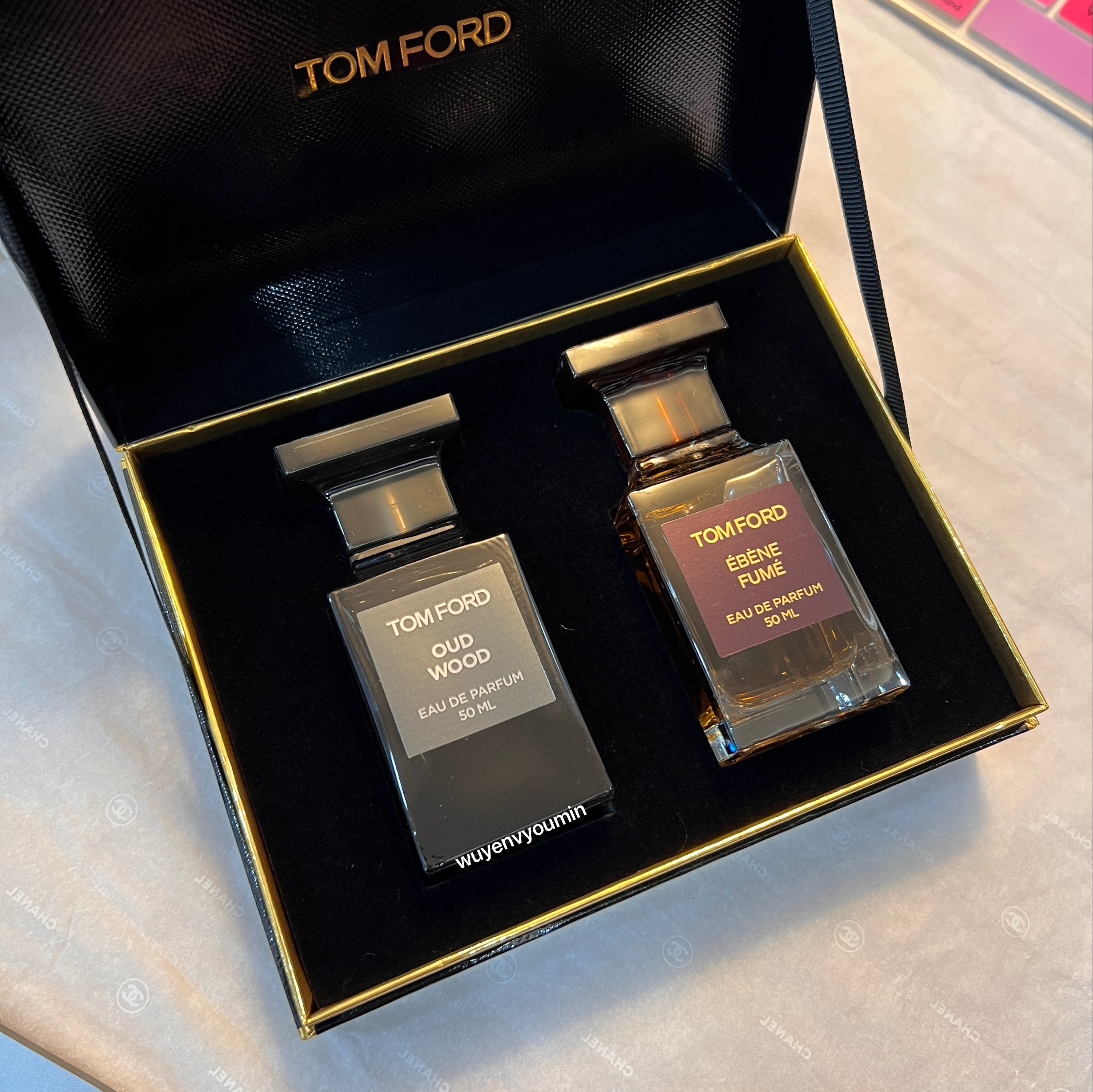 tf珍华乌木香水沉香礼盒套装香水白衬衫与烟熏乌木暗夜海王男女香