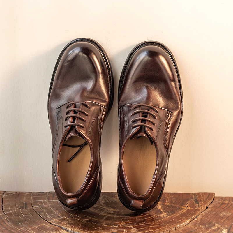 howar wilf马皮鞋真皮底复古水洗固特异男士大头德比休闲翘头厚底
