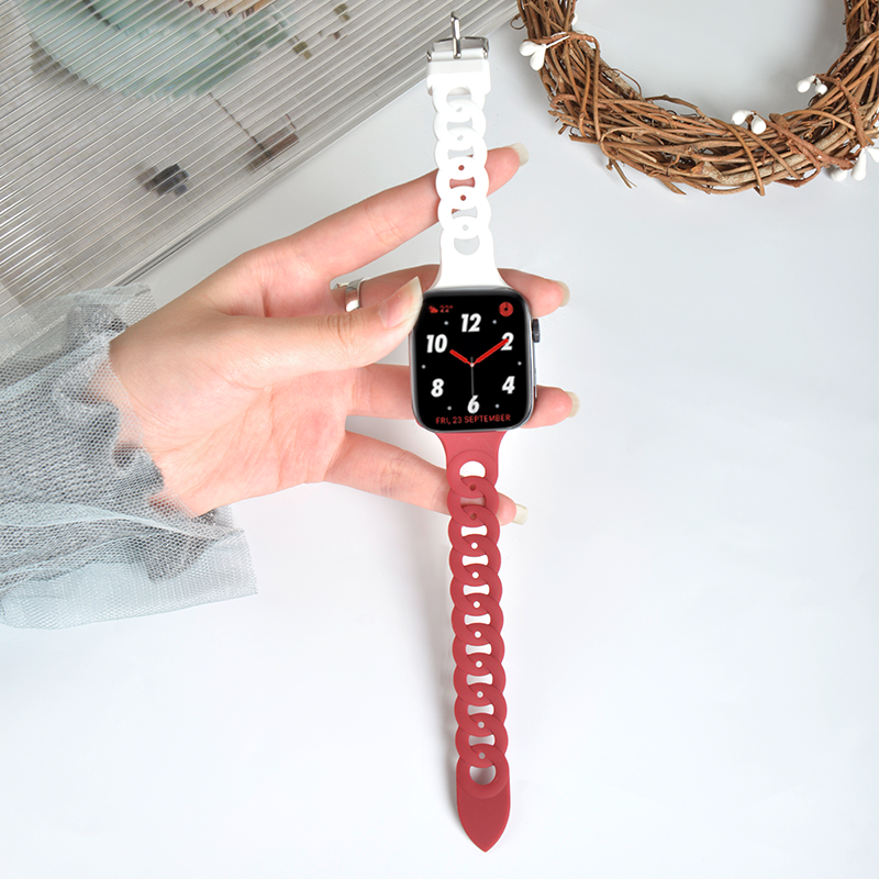 iwatch7/8表带苹果手表s7/6/5高级感ultra小众女生s8新款applewatch 4/3/2硅胶潮牌男士创意se运动可爱甜甜圈