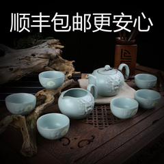 正品高档汝窑功夫茶具景德镇陶瓷汝瓷器茶壶茶杯整套装礼盒装茶壶