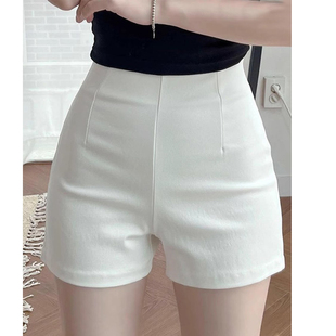 白色短裤女夏季薄款2024新款外穿高腰a字显瘦小个子休闲打底热裤