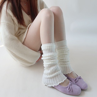 陆甜茶 袜套女秋冬芭蕾风少女可爱袜子高筒花边袜套设计感腿套