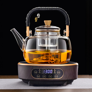煮茶壶蒸煮一体煮茶器新款电陶炉加热玻璃烧水壶泡茶专用家用茶具