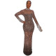 Women Diamonds Hot Rhinestones Maxi Dress Sexy Party Dresses