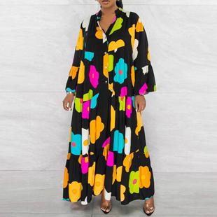 big size dresses for women print plus size fat dress 4xl new