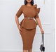 New African Women Big Size Fashion Dress with Belt red 2022