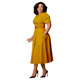 plus size dress for women yellow party Dress skirt with belt